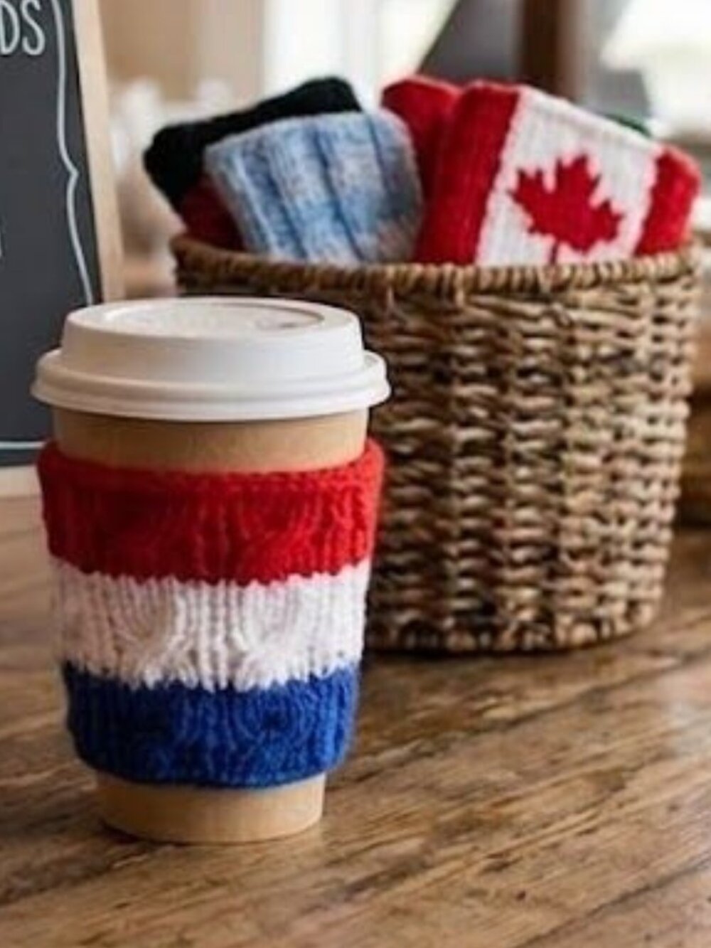 HandKnit Cup & Can Cozy–Reusable Coffee Sleeve & Soccer Fan Accessory NETHERLAND